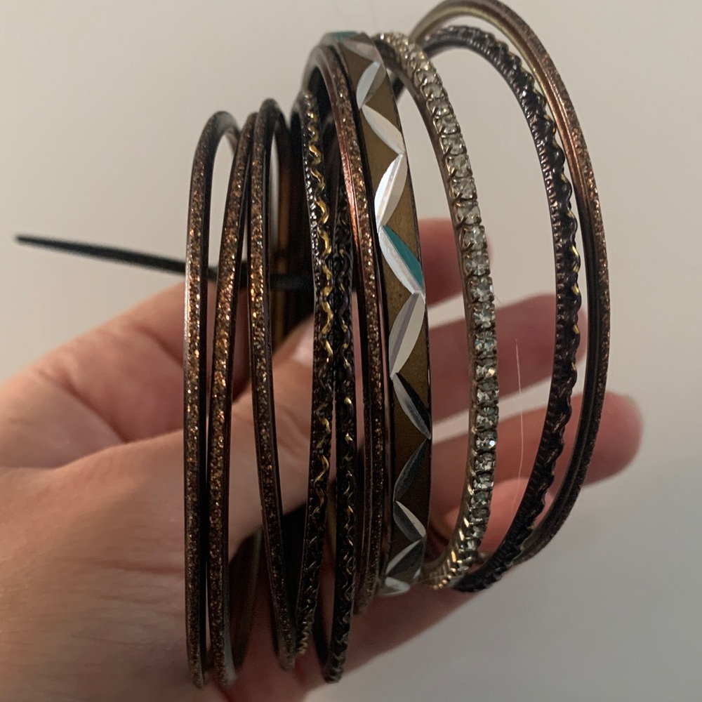 Black and bronze bangles